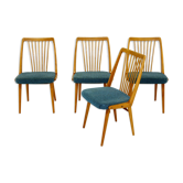 Set of 4 beech chairs, Sweden, 1950