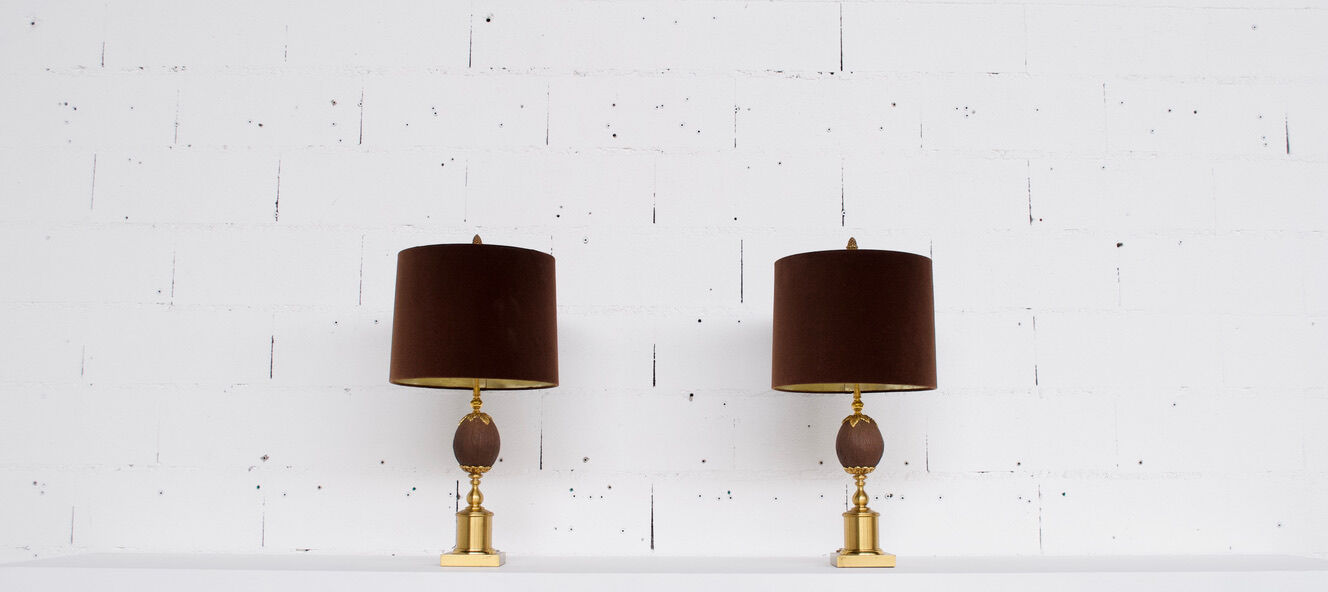 PAIR OF GILDED METAL LAMPS  70'