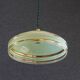 Antique 1940s pendant light in green granite glass with gold threads, new socket and cable