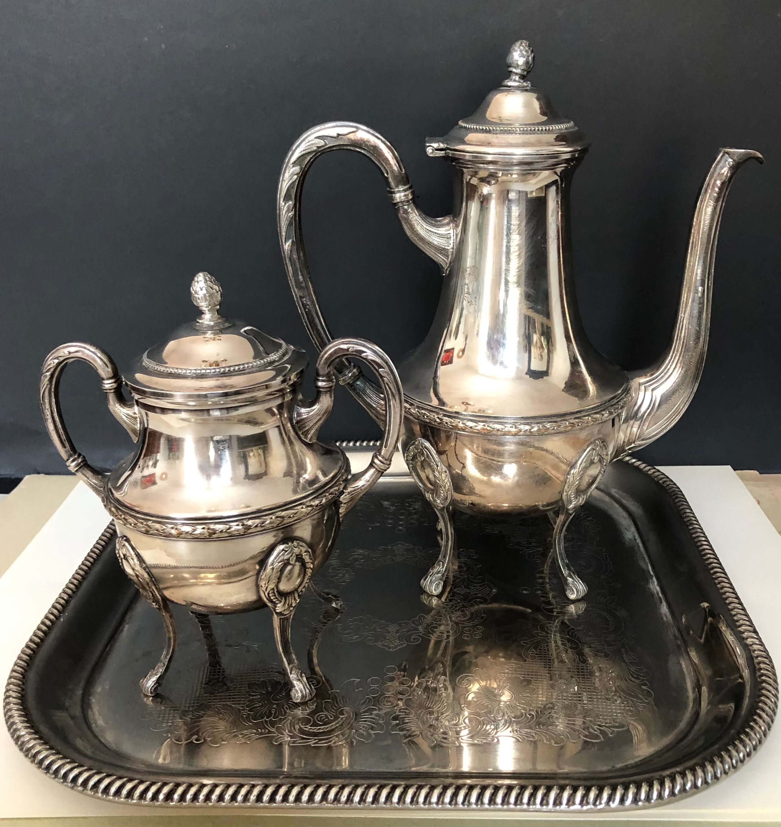 Silver metal coffee service