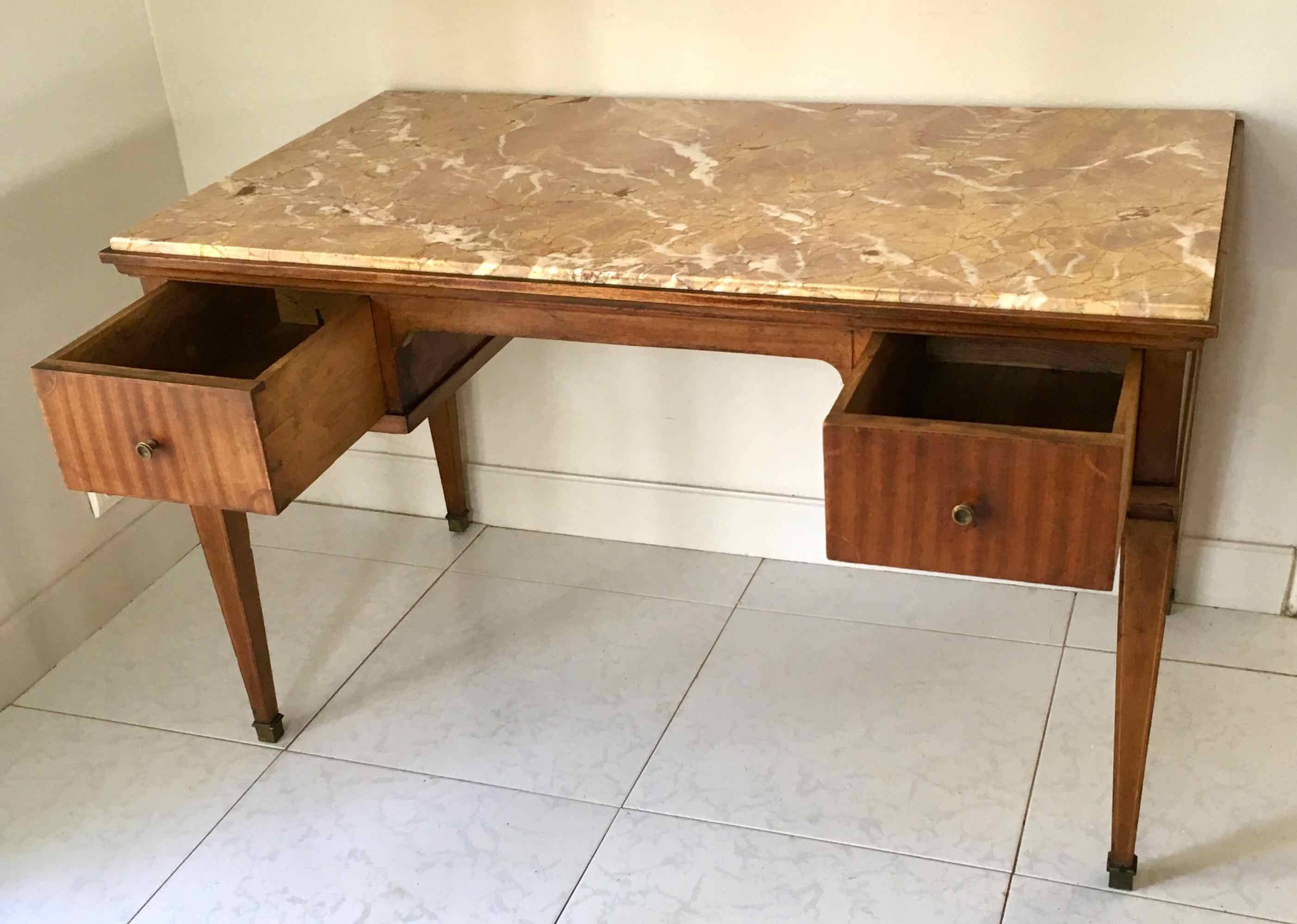 Wood and pink marble desk