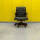 Vintage Green Leather Chesterfield Gainsborough Swivel Desk Chair