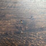 Vintage desk table in solid oak with 1 drawer facing turned legs with sleepers.