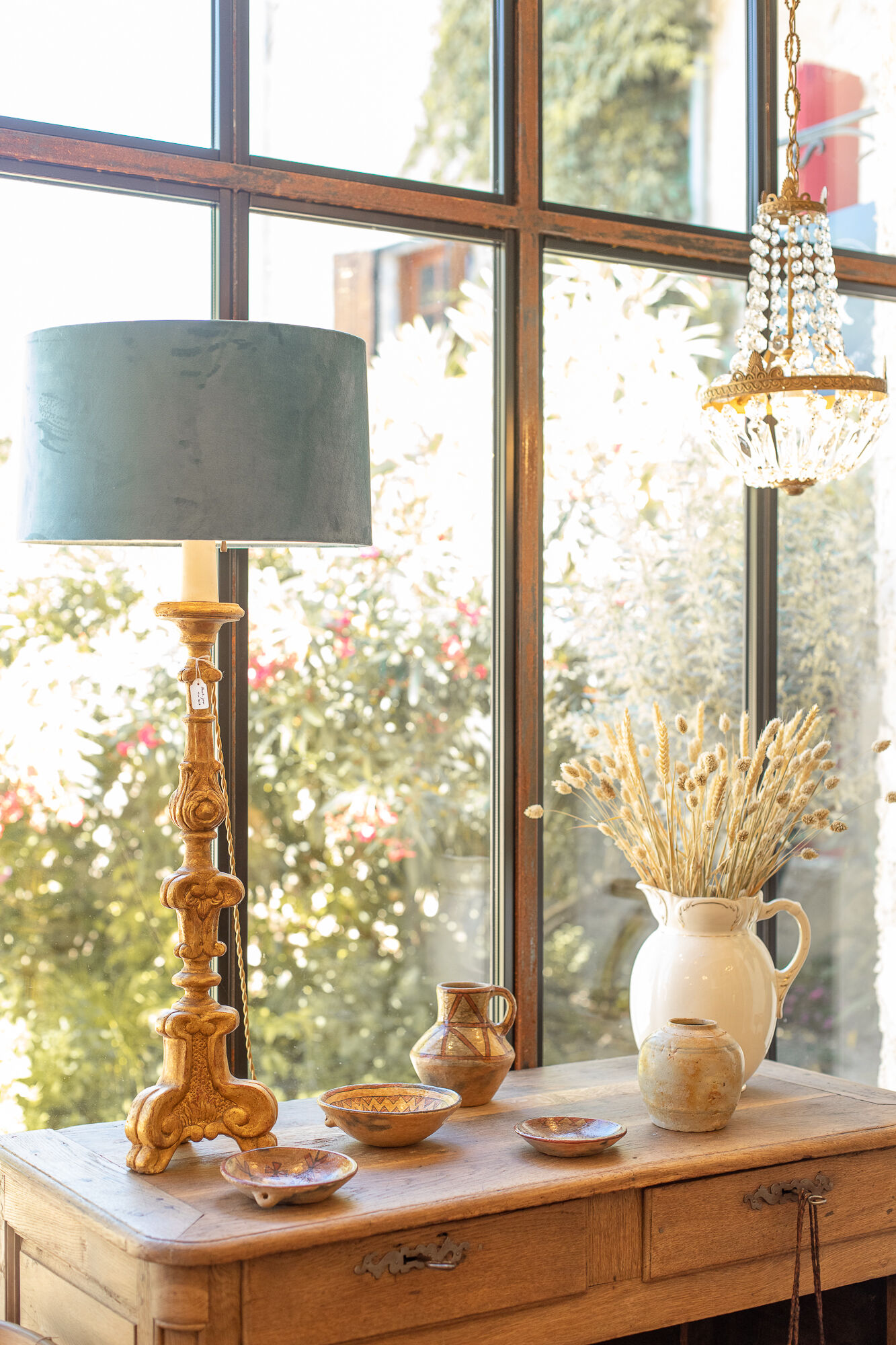 19th century carved gilded wood lamp
