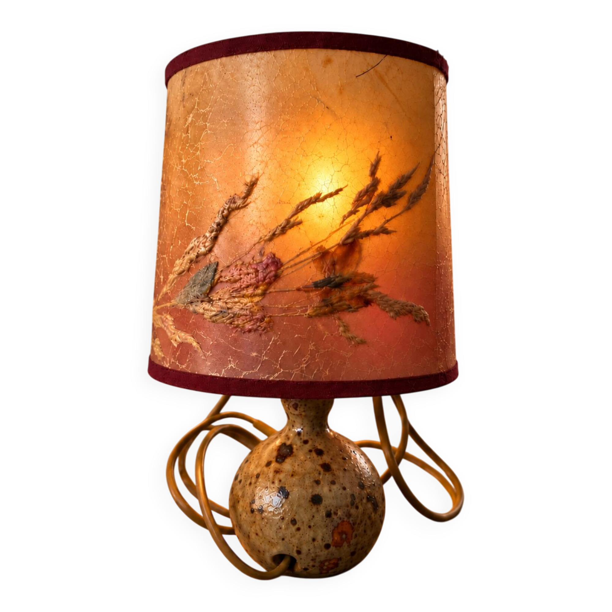 Table lamp in pyrite stone by Guy Baudat, 1970s – Ball base