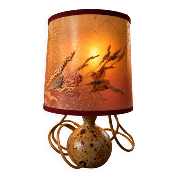 Lampe de table en grès pyrité de Guy Baudat, années 1970 – Pied boule
