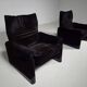 Maralunga lounge chairs in purple velvet by Vico Magistretti for Cassina, 1970.