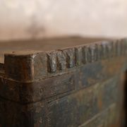 Indian furniture Blue patinated carved wardrobe with 2 doors and 1 shelf, unique piece