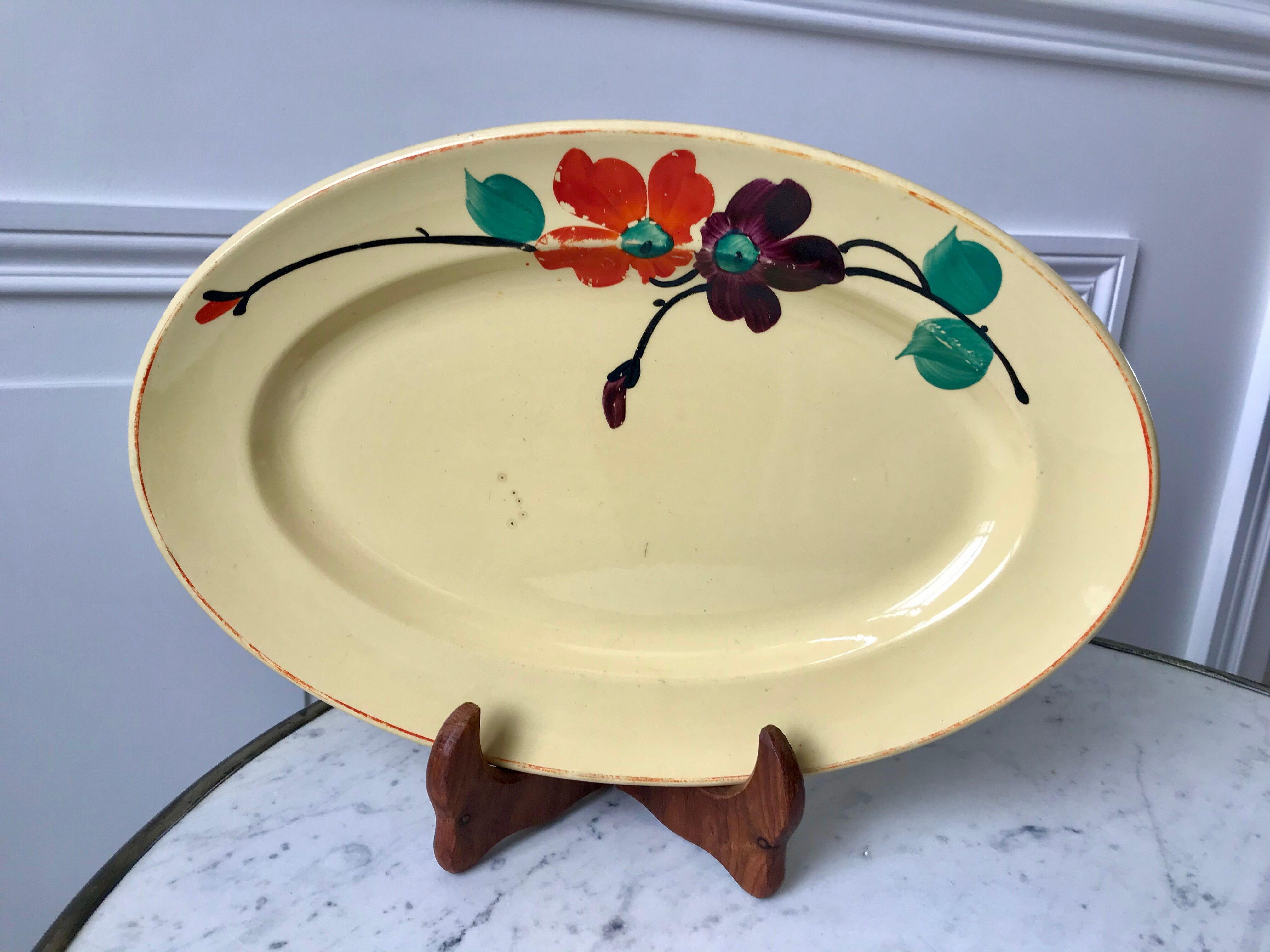 Oval flat digoin sarreguemines model "ginette" years 30-40