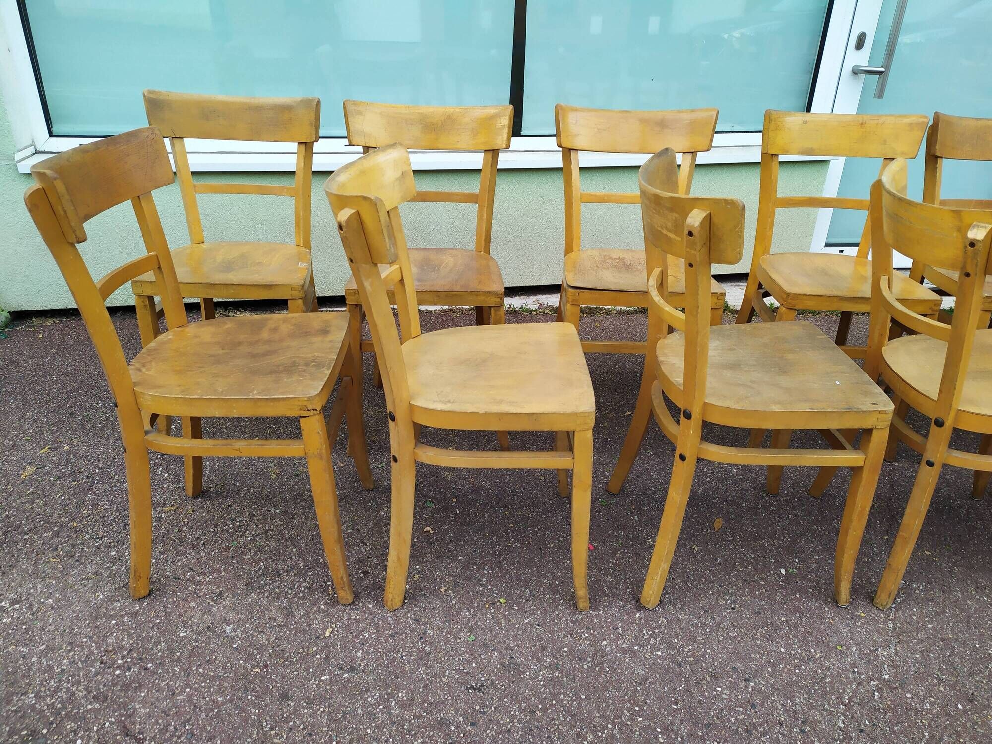 Lot de 12 chaises de bistrot bar bois vintage luterma