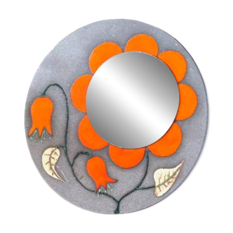 Large François Lembo Mirror 1970 Vallauris - 50 Cm