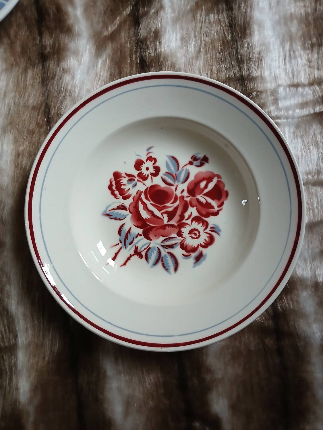 6 mismatched antique deep plates