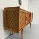 Antique French vintage 50s design wooden and rattan sideboard