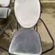 6 black and grey velvet medallion dining chairs with armrests