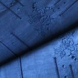 Old sheet in pure thread washed linen tinted in blue