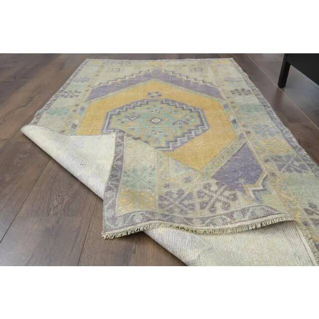 Vintage Turkish Oushak Handmade Wool Cotton Orange Area Rug 103x189