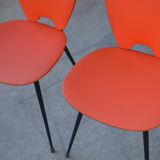Set of 2 red leatherette chairs from the 1960s