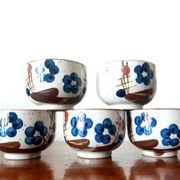 Stoneware tea set with currants, vintage Japan
