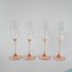 Set of 4 champagne flutes with pink feet, 1970