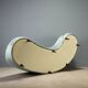 Vintage fabric and beech sofa, Italian design from the 1950s.