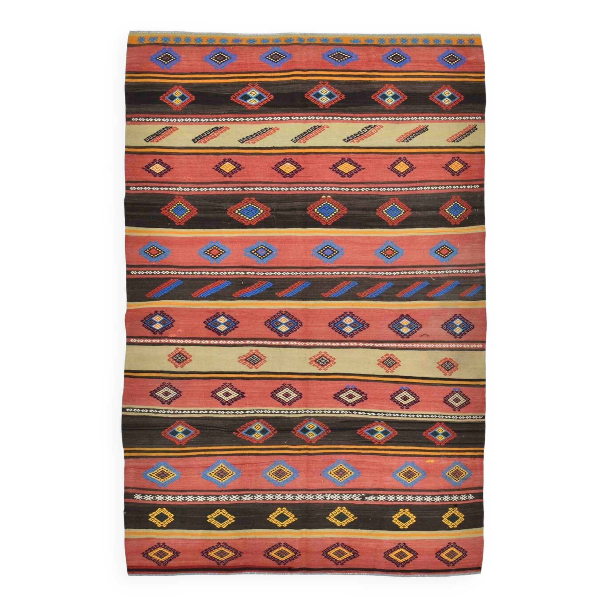 Brick Red Color Kilim Rug, Turkish Kilim Rug, 175x261 Cm