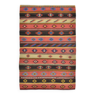 Brick Red Color Kilim Rug, Turkish Kilim Rug, 175x261 Cm