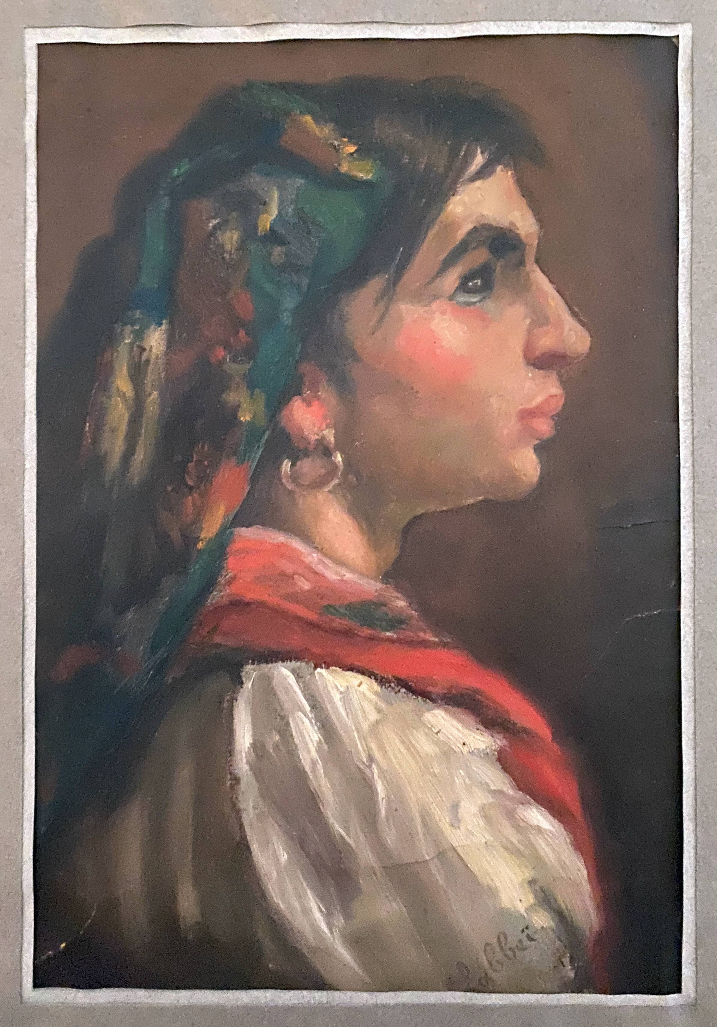HSP painting "Young woman with buckle and shawl" signed Labbéî
