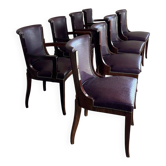 Suite de 4 chaises et 4 fauteuils Art déco en palissandre vers 1930