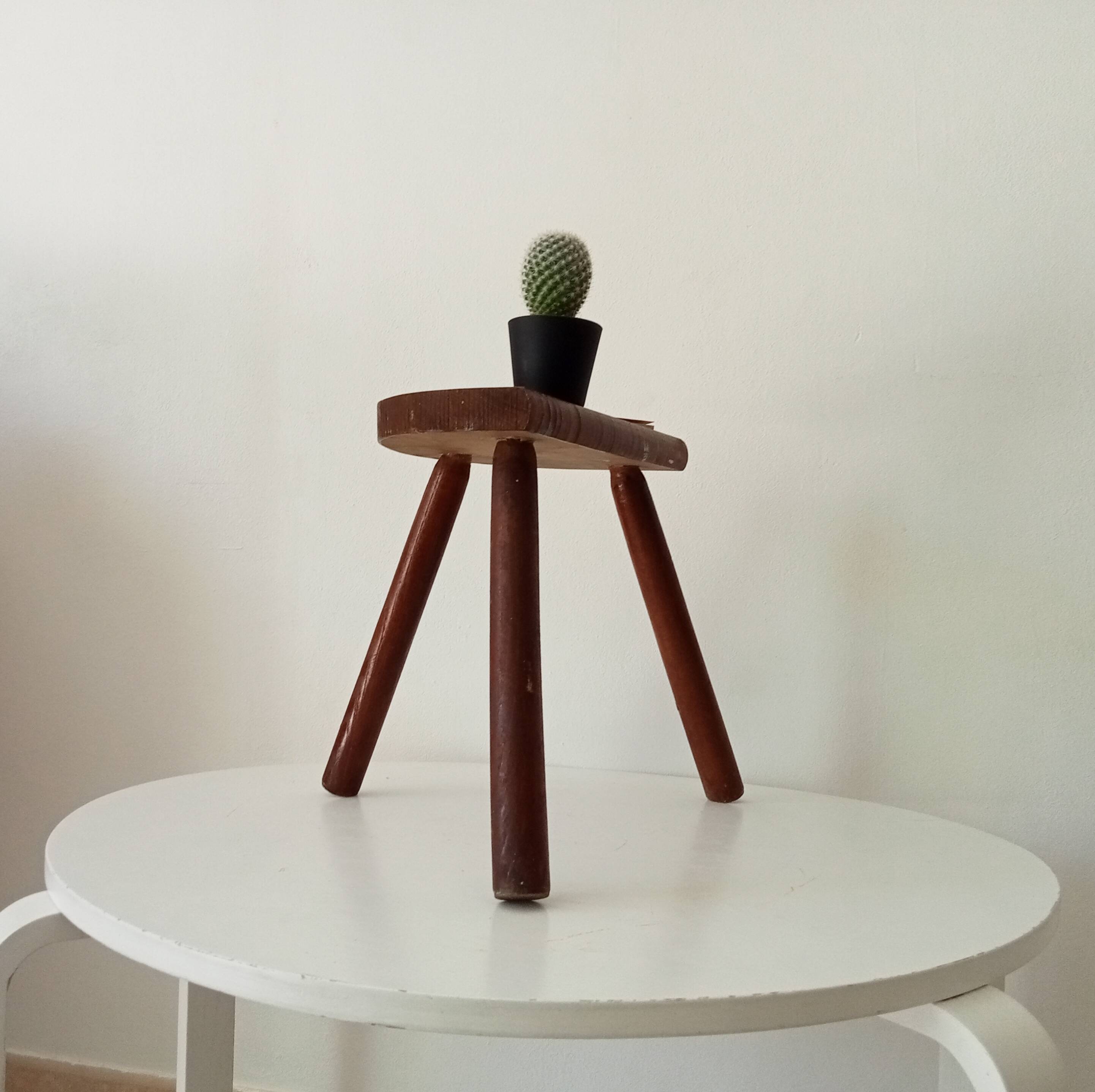 Vintage wooden tripod stool
