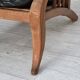 1950s, vintage adjustable armchair, black leather, ash wood.