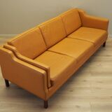 Orange leather sofa, Danish design, 1970s, production: Denmark