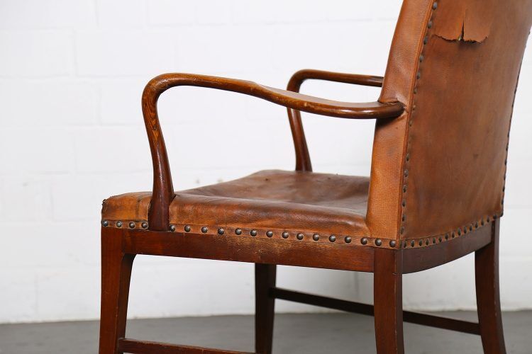 Vintage leather armchair of Danish design