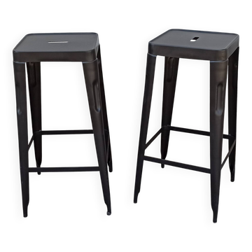 Pair of black metal stools