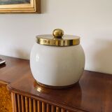 Hollywood regency white ceramic bucket, Italy, ca. 1970