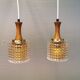 Hanging lamps from Swedish Orrefors 1970s in crystal glass