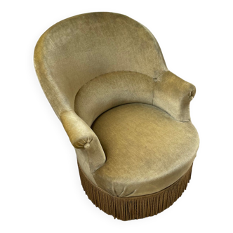 Yellow velvet toad armchair