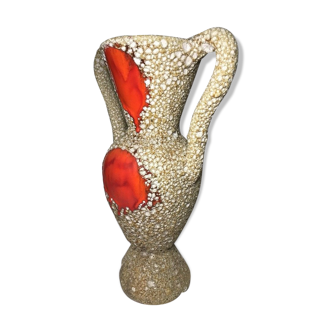 Vase ansés Fat Lava vintage signé Vallauris style Le Vaucour