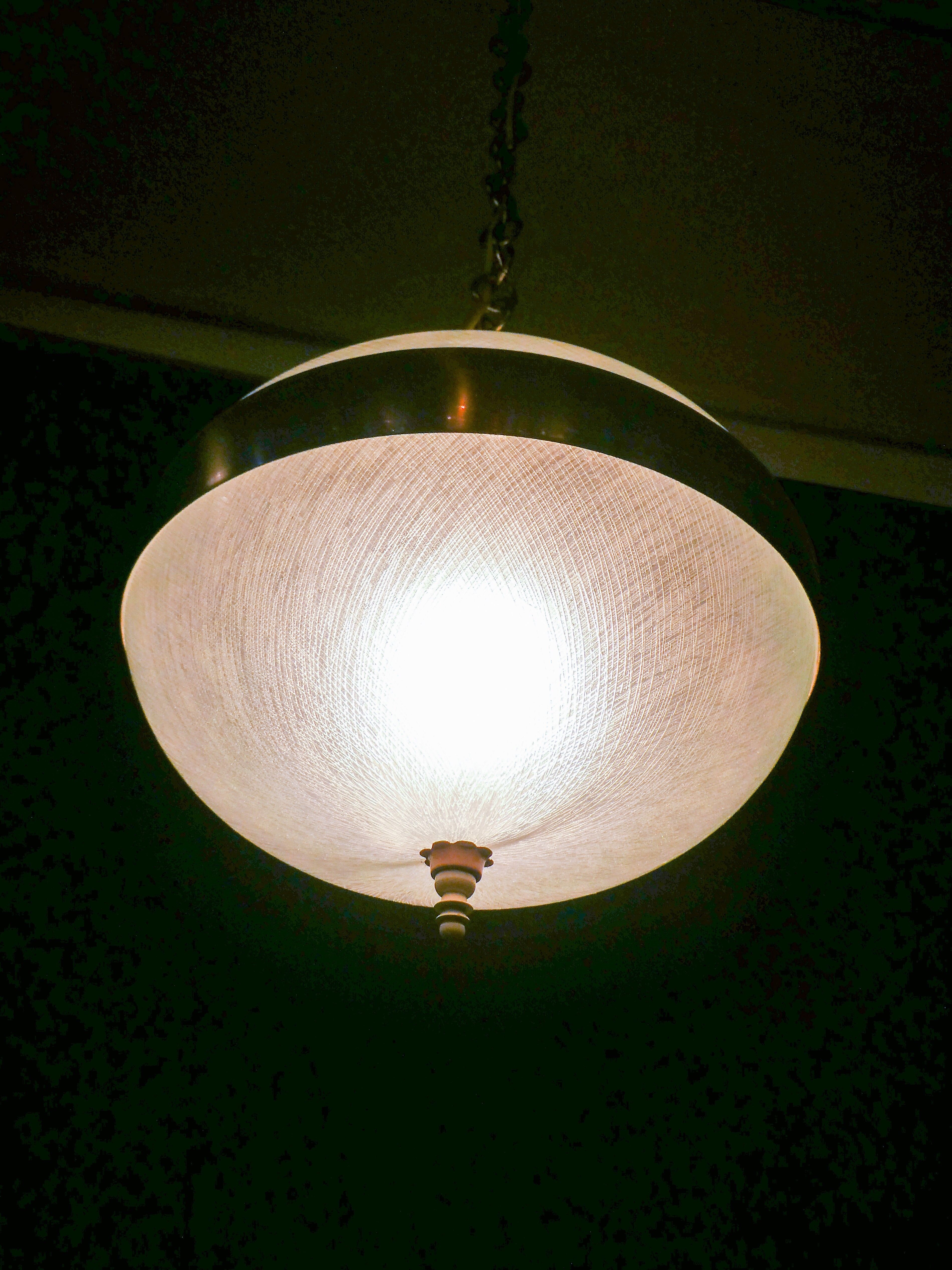 Vintage hanging lamp made of glass and chrome