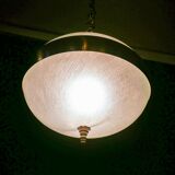 Vintage hanging lamp made of glass and chrome