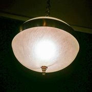 Vintage hanging lamp made of glass and chrome