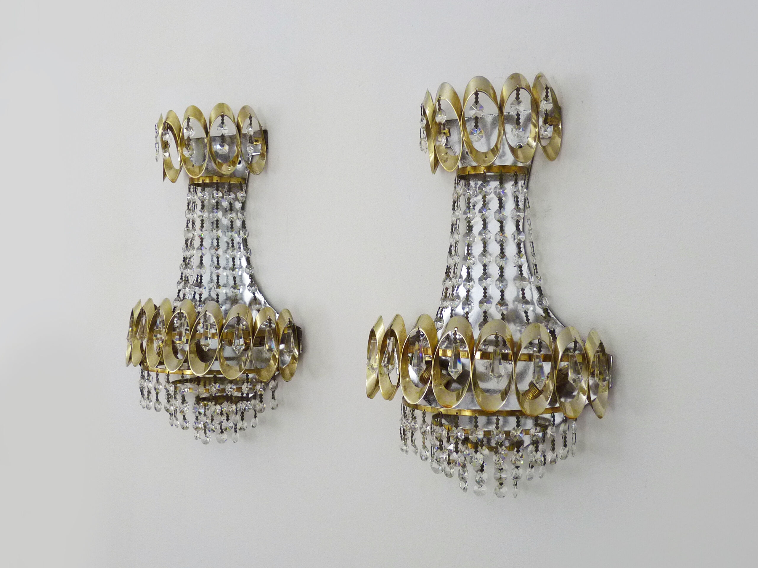 Pair of double hot air balloon wall sconces, 60s