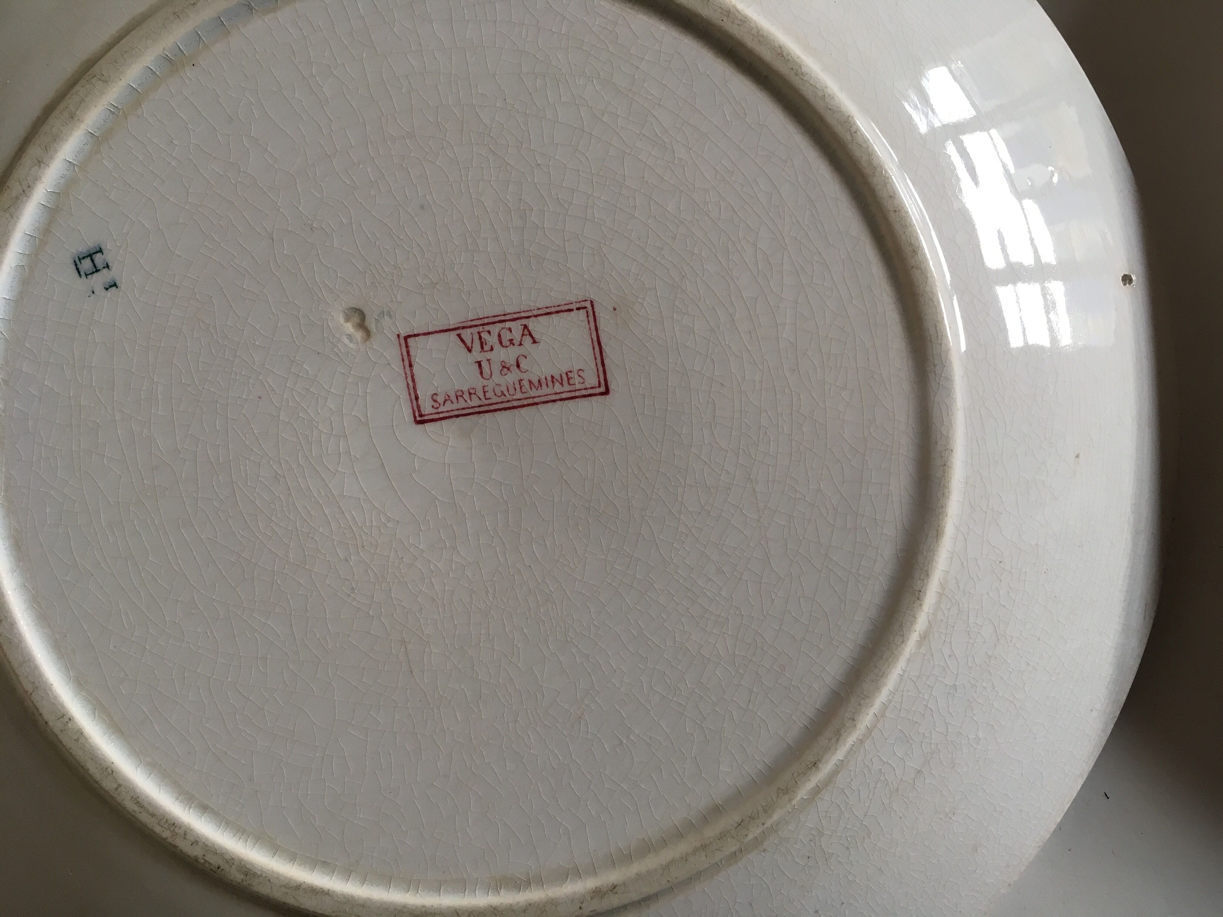 Set of 12 dinner plates of Sarreguemines land of iron décor Vega early 20th