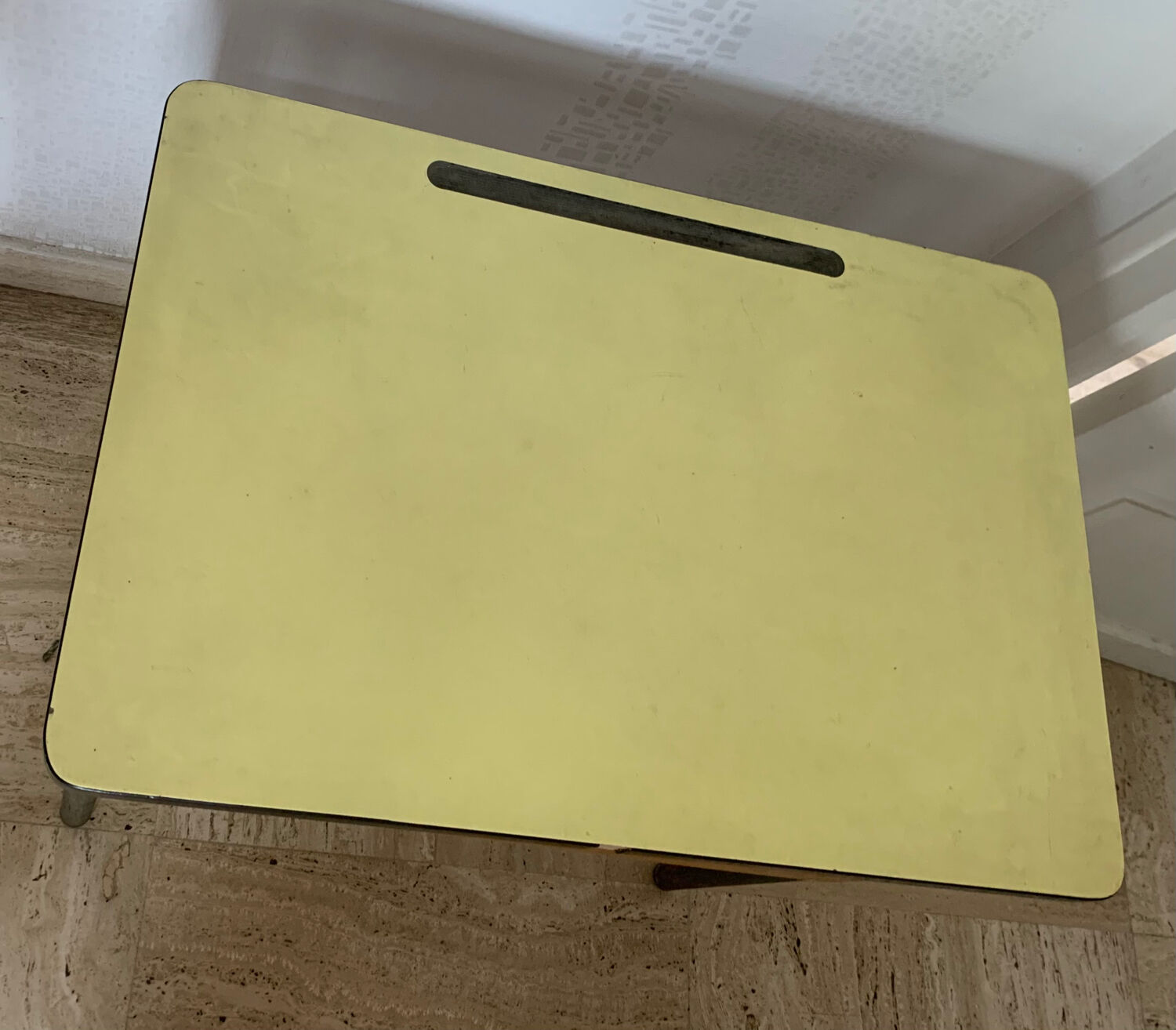 Yellow Formica child school desk
