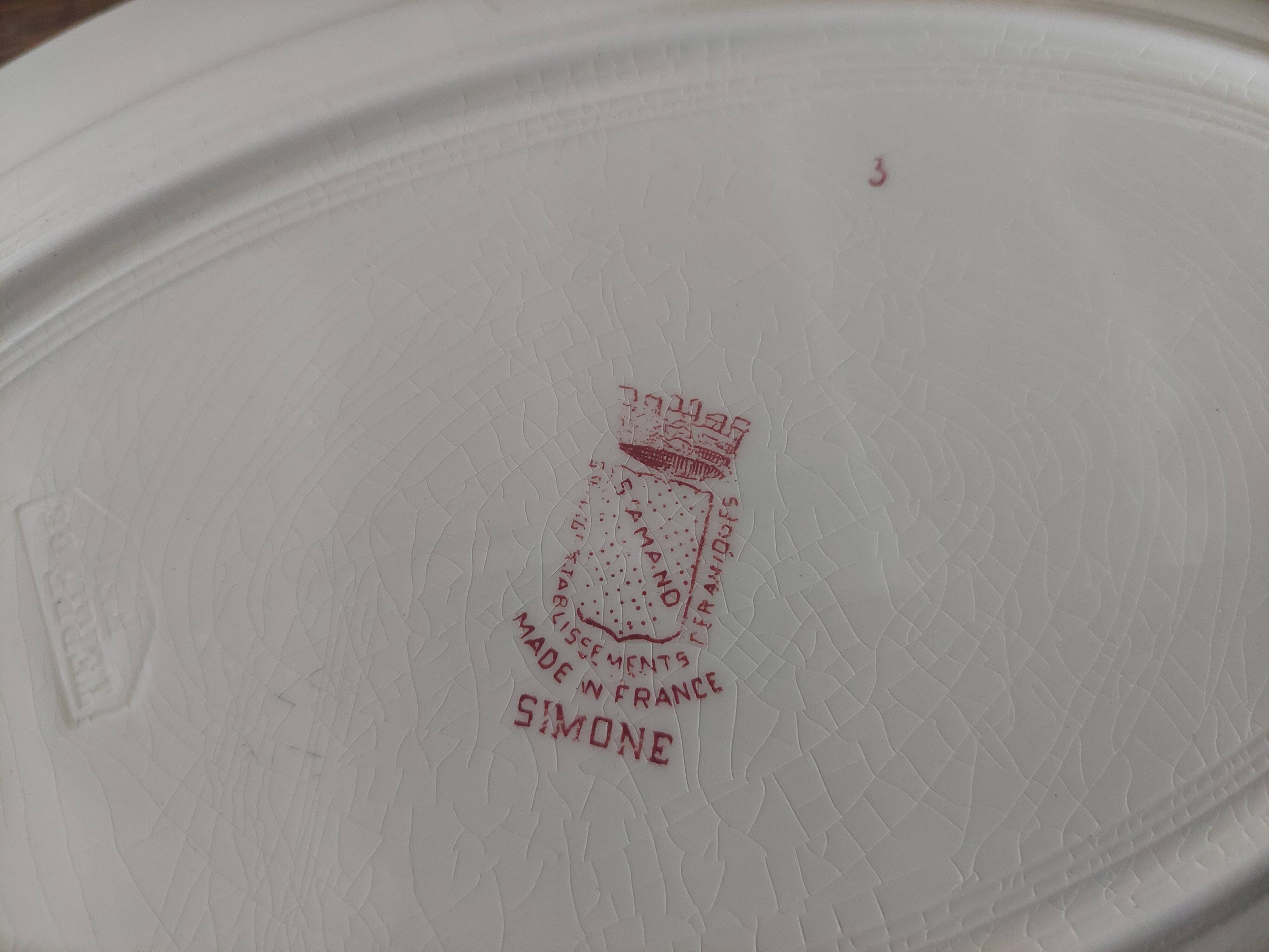 Oval earthenware dish Saint Amand Simone decor from the 50s