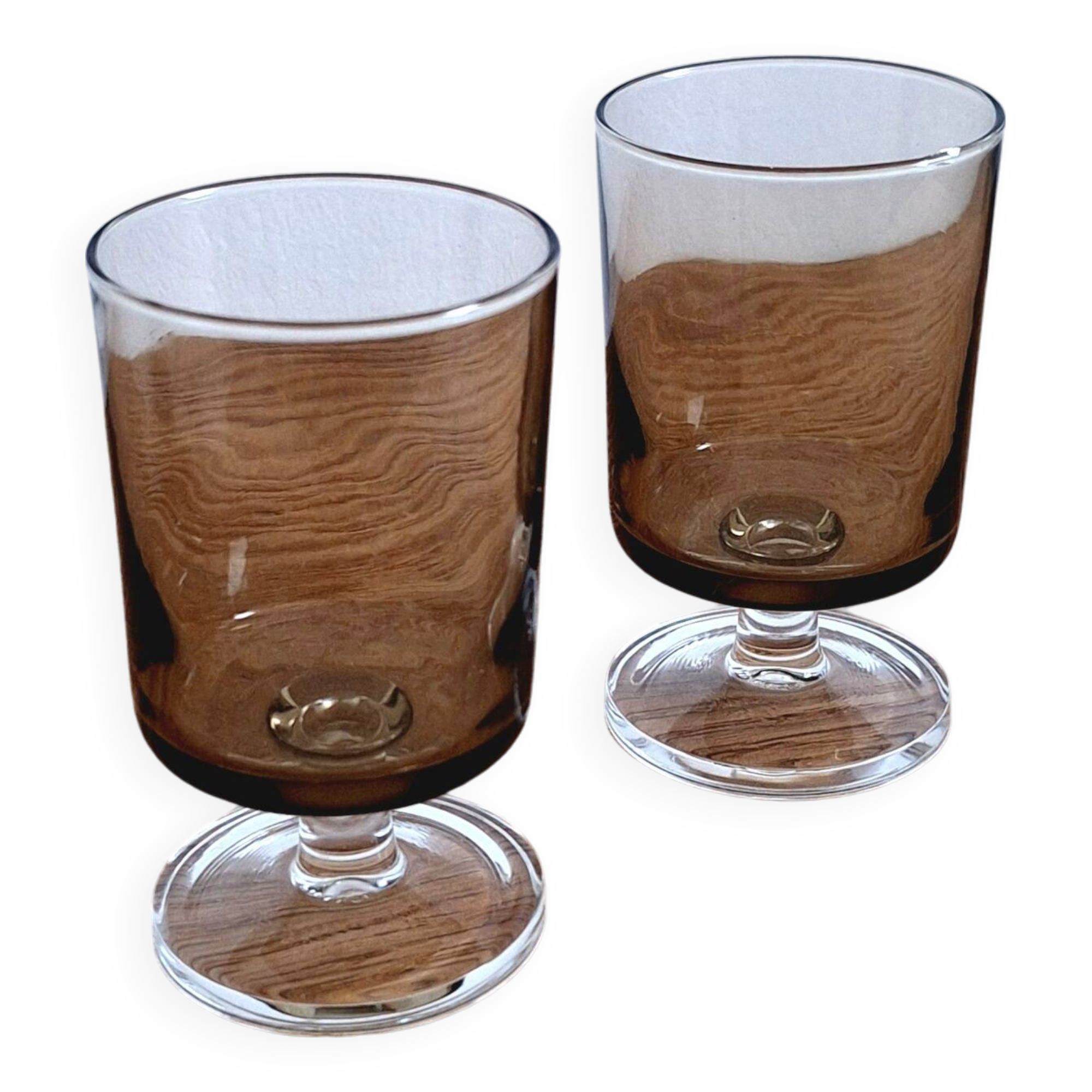 Verre apéritif en verre fumé années 70