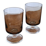 Verre apéritif en verre fumé années 70