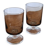 Verre apéritif en verre fumé années 70