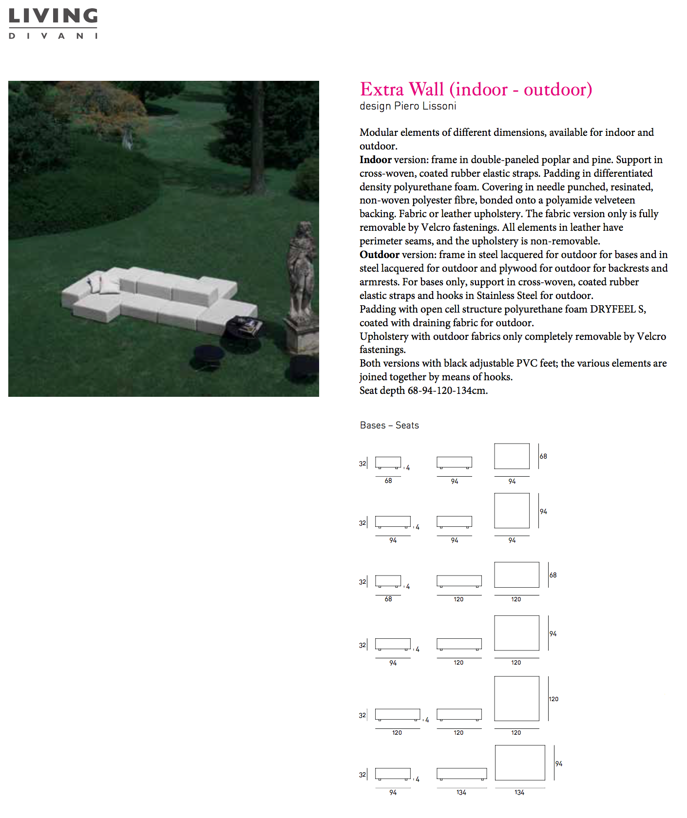 Extra wall leather sofa living divani