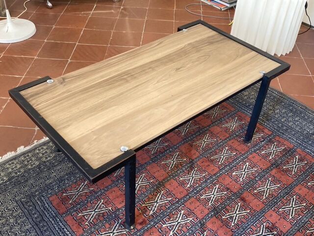Steiner steel and walnut coffee table