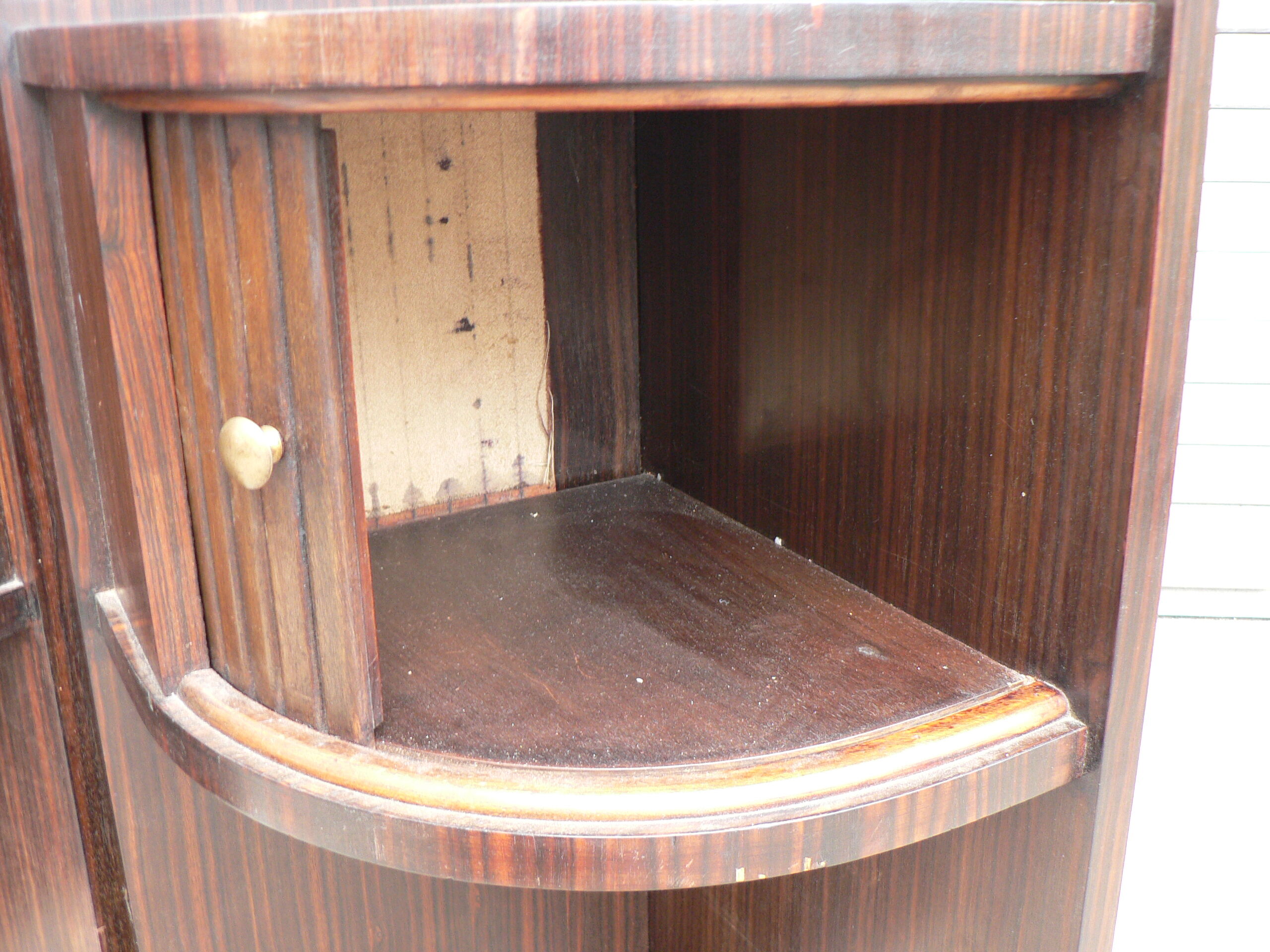 Pair of macassar art deco bedside tables